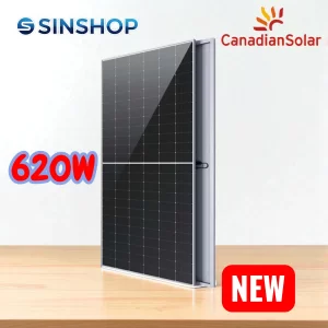 Tấm pin mặt trời N-type Canadian 620w 2 mặt kính – Cao Cấp