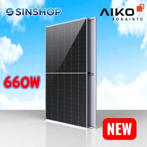 Tấm pin mặt trời N-type ABC AIKO 660w 2 mặt kính - Cao Cấp