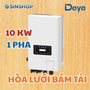 Inverter Deye hoà lưới 1 pha, 10 kW, 2 MPPT, đã bao gồm wifi và CT. Mã: SUN-10K-G