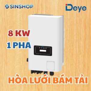 Inverter Deye hoà lưới 1 pha, 8 kW, 2 MPPT, đã bao gồm wifi và CT. Mã: SUN-8K-G